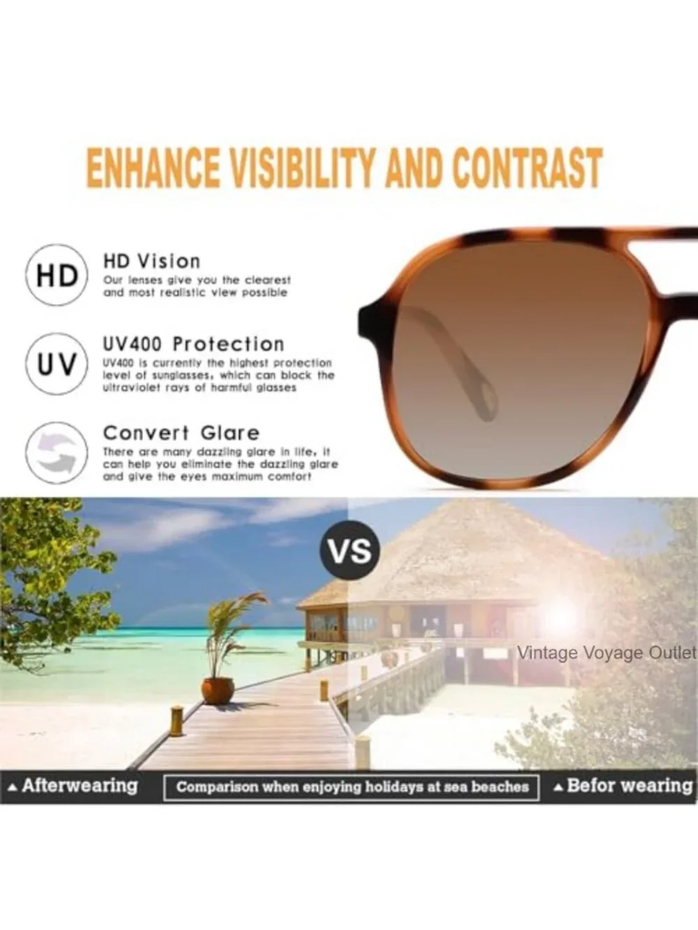 3 Pack Polarized Aviator Sunglasses Women UV400 Protection Retro Vintage